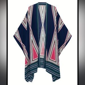 Do Everything In Love Geo Print Open Front Lightweight Kimono One Size